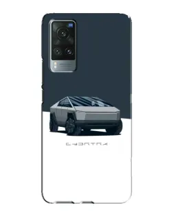 Чехол для Vivo X60 Pro с картинкой «Серебристый Cybertruck Tesla»