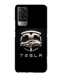 Чехол для Vivo X60 Pro с картинкой «Tesla — серебристое авто»