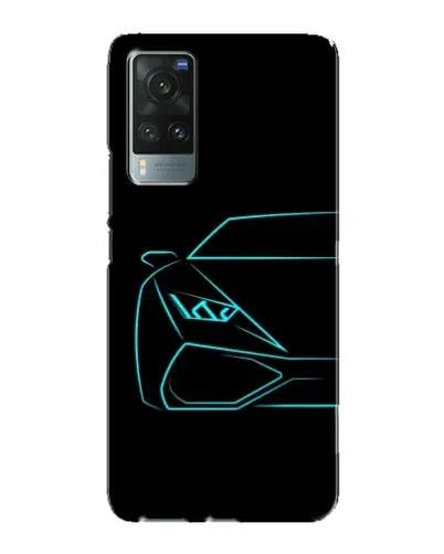 Чехол для Vivo X60 Pro с картинкой «Голубой силуэт Lamborghini»