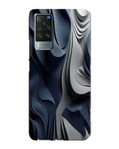 Чехол для Vivo X60 Pro с картинкой «Объемные синие складки»
