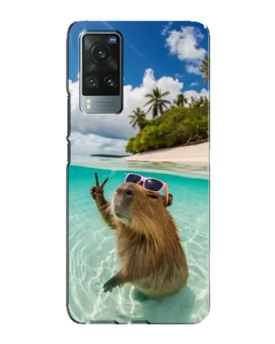 Чехол для Vivo X60 Pro с картинкой «Капибара на море»