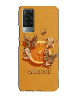 Чехол для Vivo X60 с картинкой «Gucci — золотые бабочки»