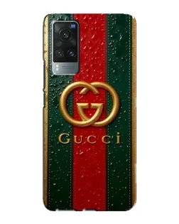 Чехол для Vivo X60 с картинкой «Gucci — фирменная полоса и золото»