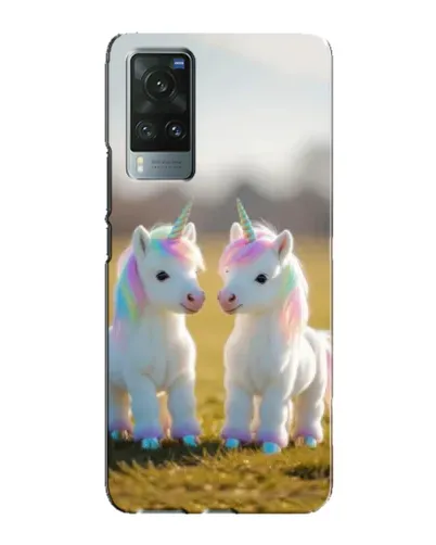 Чехол для Vivo X60 с картинкой «Пара единорогов»