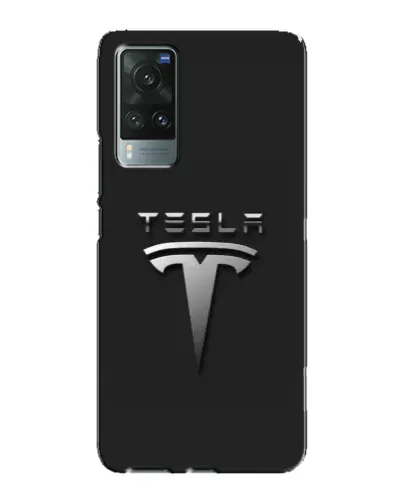Чехол для Vivo X60 с картинкой «Стальной логотип Tesla»
