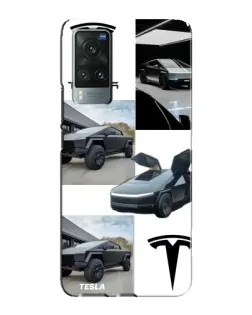 Чехол для Vivo X60 с картинкой «Коллаж Cybertruck Tesla»