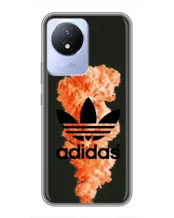 Чехол для Vivo Y02 с картинкой «Оранжевый дым Adidas»