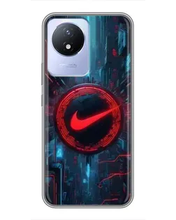 Чехол для Vivo Y02 с картинкой «Техногенный стиль Nike» Чехол для Vivo Y02 с картинкой «Техногенный стиль Nike»