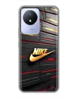 Чехол для Vivo Y02 с картинкой «Золотой Nike на металле» Чехол для Vivo Y02 с картинкой «Золотой Nike на металле»