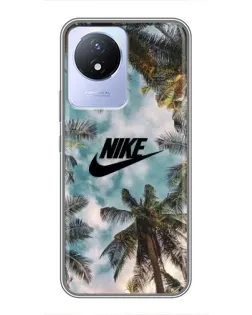 Чехол для Vivo Y02 с картинкой «Тропический принт Nike» Чехол для Vivo Y02 с картинкой «Тропический принт Nike»