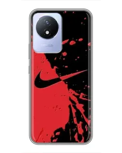 Чехол для Vivo Y02 с картинкой «Красные брызги Nike» Чехол для Vivo Y02 с картинкой «Красные брызги Nike»