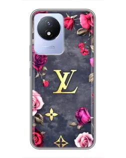 Чехол для Vivo Y02 с картинкой «Цветочный Louis Vuitton»