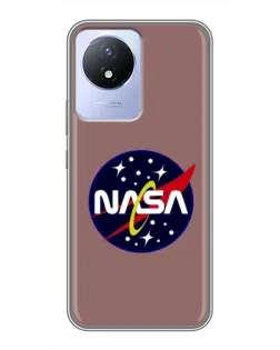 Чехол для Vivo Y02 с картинкой «NASA — ретро космос» Чехол для Vivo Y02 с картинкой «NASA — ретро космос»