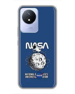 Чехол для Vivo Y02 с картинкой «NASA — лунная миссия» Чехол для Vivo Y02 с картинкой «NASA — лунная миссия»