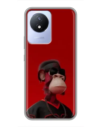 Чехол для Vivo Y02 с картинкой «Bored Ape в красном»