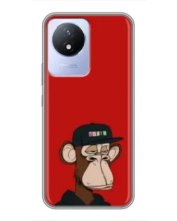 Чехол для Vivo Y02 с картинкой «Bored Ape — красный фон»