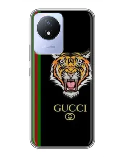 Чехол для Vivo Y02 с картинкой «Тигр Gucci»