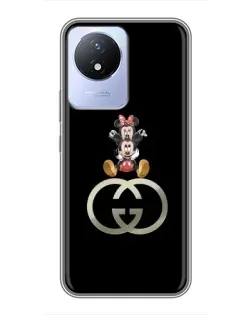 Чехол для Vivo Y02 с картинкой «Минни Маус на лого»