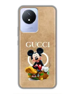 Чехол для Vivo Y02 с картинкой «Микки Маус Gucci — крафт»