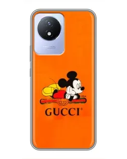 Чехол для Vivo Y02 с картинкой «Микки Маус Gucci — оранж»