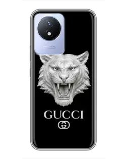Чехол для Vivo Y02 с картинкой «Gucci — серебряный лев»