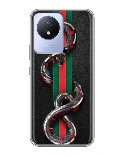 Чехол для Vivo Y02 с картинкой «Gucci — змея на полосе» Чехол для Vivo Y02 с картинкой «Gucci — змея на полосе»