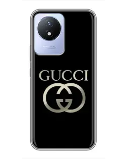 Чехол для Vivo Y02 с картинкой «Gucci — золото на черном»