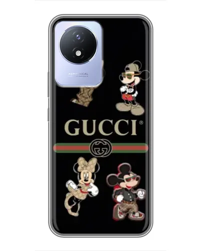 Чехол для Vivo Y02 с картинкой «Gucci — герои Disney и монограмма» Чехол для Vivo Y02 с картинкой «Gucci — герои Disney и монограмма»