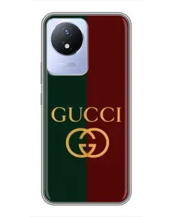 Чехол для Vivo Y02 с картинкой «Gucci — темно-зеленый градиент»
