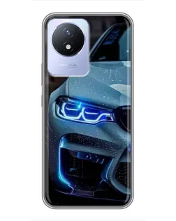 Чохол для Vivo Y02 з картинкою «Погляд BMW з синіми фарами»