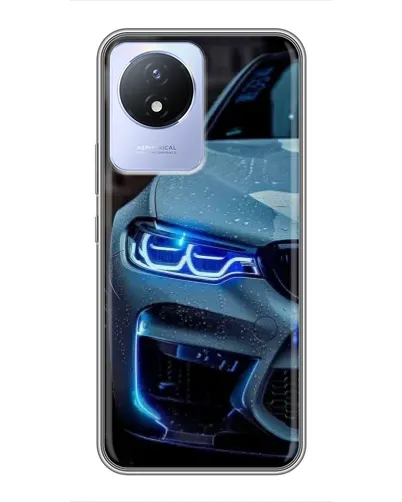 Чехол для Vivo Y02 с картинкой «Взгляд BMW с синими фарами»