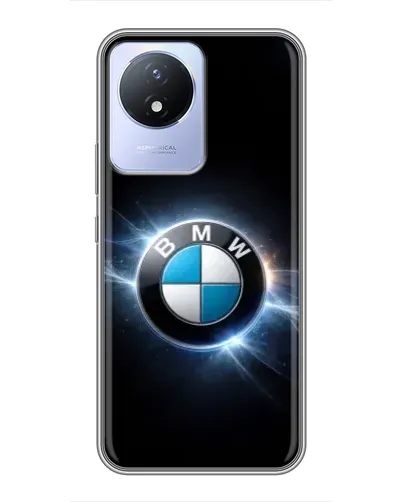 Чехол для Vivo Y02 с картинкой «BMW — неоновое сияние»