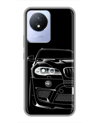 Чехол для Vivo Y02 с картинкой «Темный силуэт BMW»