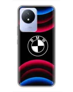 Чехол для Vivo Y02 с картинкой «Логотип BMW и неоновые дуги»