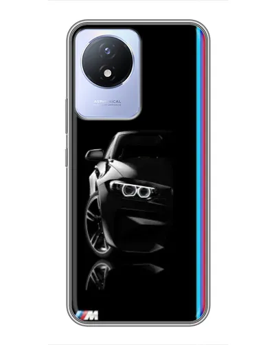 Чехол для Vivo Y02 с картинкой «Силуэт BMW в темноте»