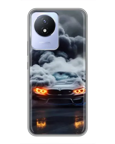 Чехол для Vivo Y02 с картинкой «BMW в дыму»