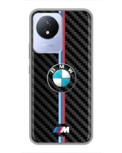 Чехол для Vivo Y02 с картинкой «Эмблема BMW и карбон»
