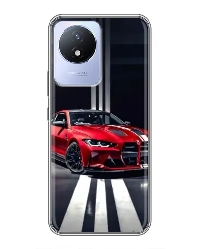 Чехол для Vivo Y02 с картинкой «Красная BMW на дороге»