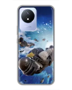 Чехол для Vivo Y02 с картинкой «Десант PUBG — прыжок»