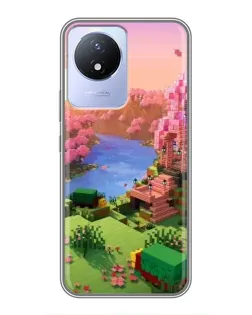 Чохол для Vivo Y02 з картинкою «Рожеве дерево Minecraft»