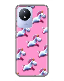 Чехол для Vivo Y02 с картинкой «Единороги на розовом»