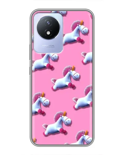 Чехол для Vivo Y02 с картинкой «Единороги на розовом»