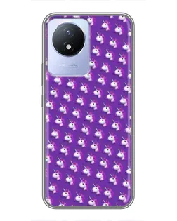 Чехол для Vivo Y02 с картинкой «Единороги на фиолетовом»