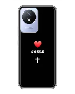Чехол для Vivo Y02 с картинкой «Сердце - Jesus»