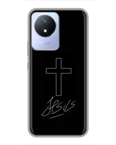 Чехол для Vivo Y02 с картинкой «Графический крест Jesus» Чехол для Vivo Y02 с картинкой «Графический крест Jesus»
