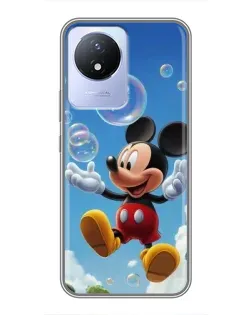 Чехол для Vivo Y02 с картинкой «Mickey и мыльные пузыри»