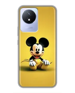 Чехол для Vivo Y02 с картинкой «Микки на желтом»