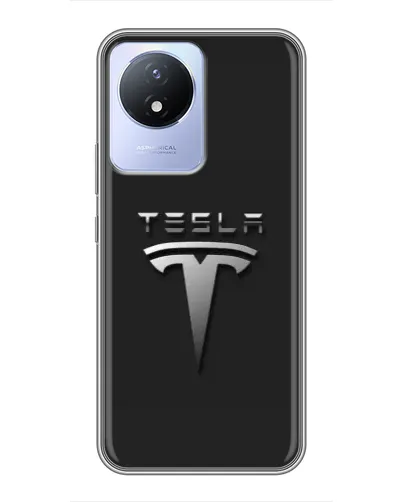 Чехол для Vivo Y02 с картинкой «Стальной логотип Tesla»