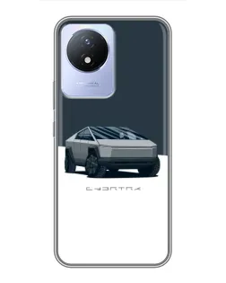 Чехол для Vivo Y02 с картинкой «Серебристый Cybertruck Tesla»