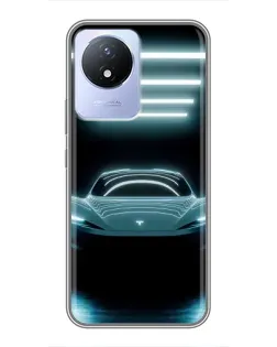 Чехол для Vivo Y02 с картинкой «Tesla в неоне»